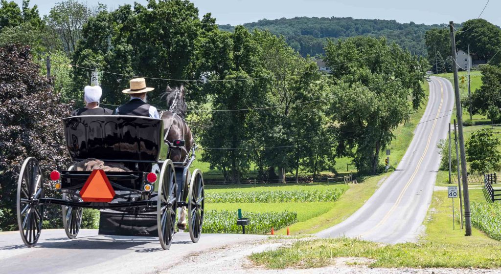 Amish horse-drawn buggy - a top Amish country attraction