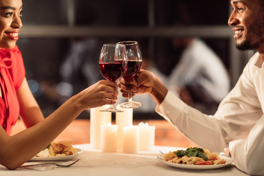 Couple dining in a nice restaurant