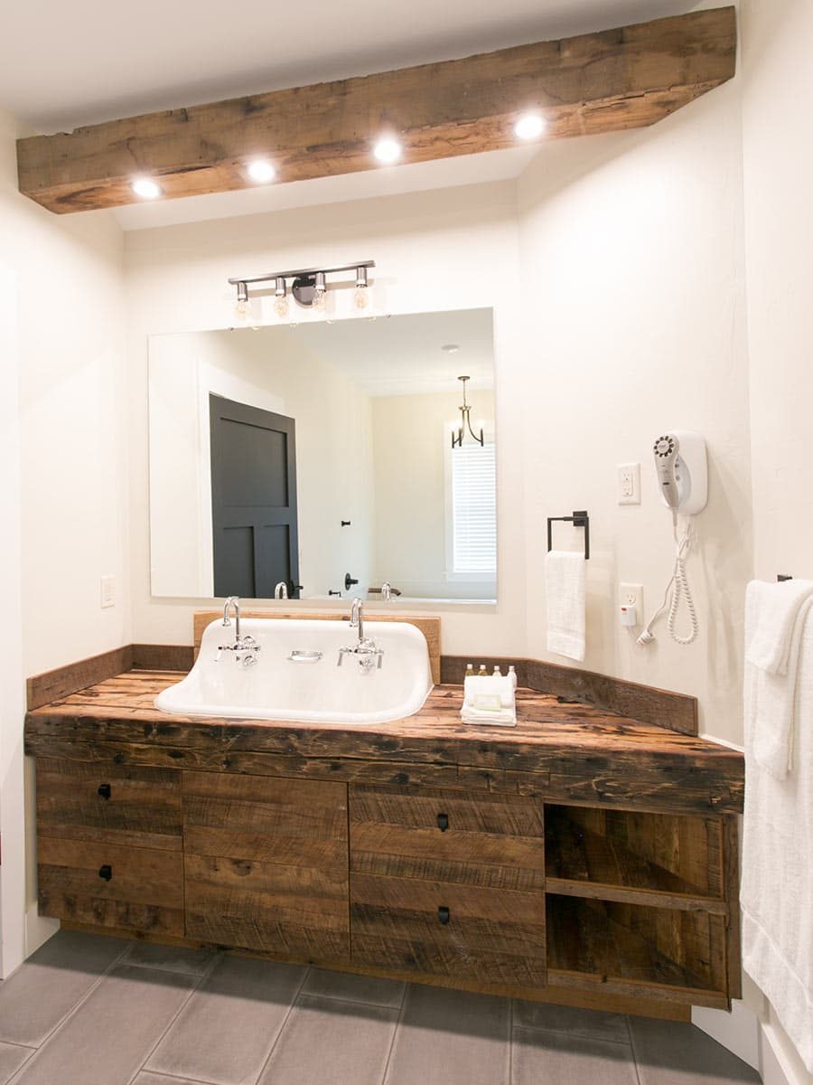 Wood Bathroom Vanity with trough sink