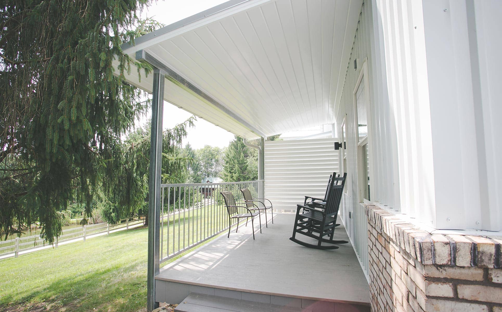 Covered Porch with Rocking Chairs