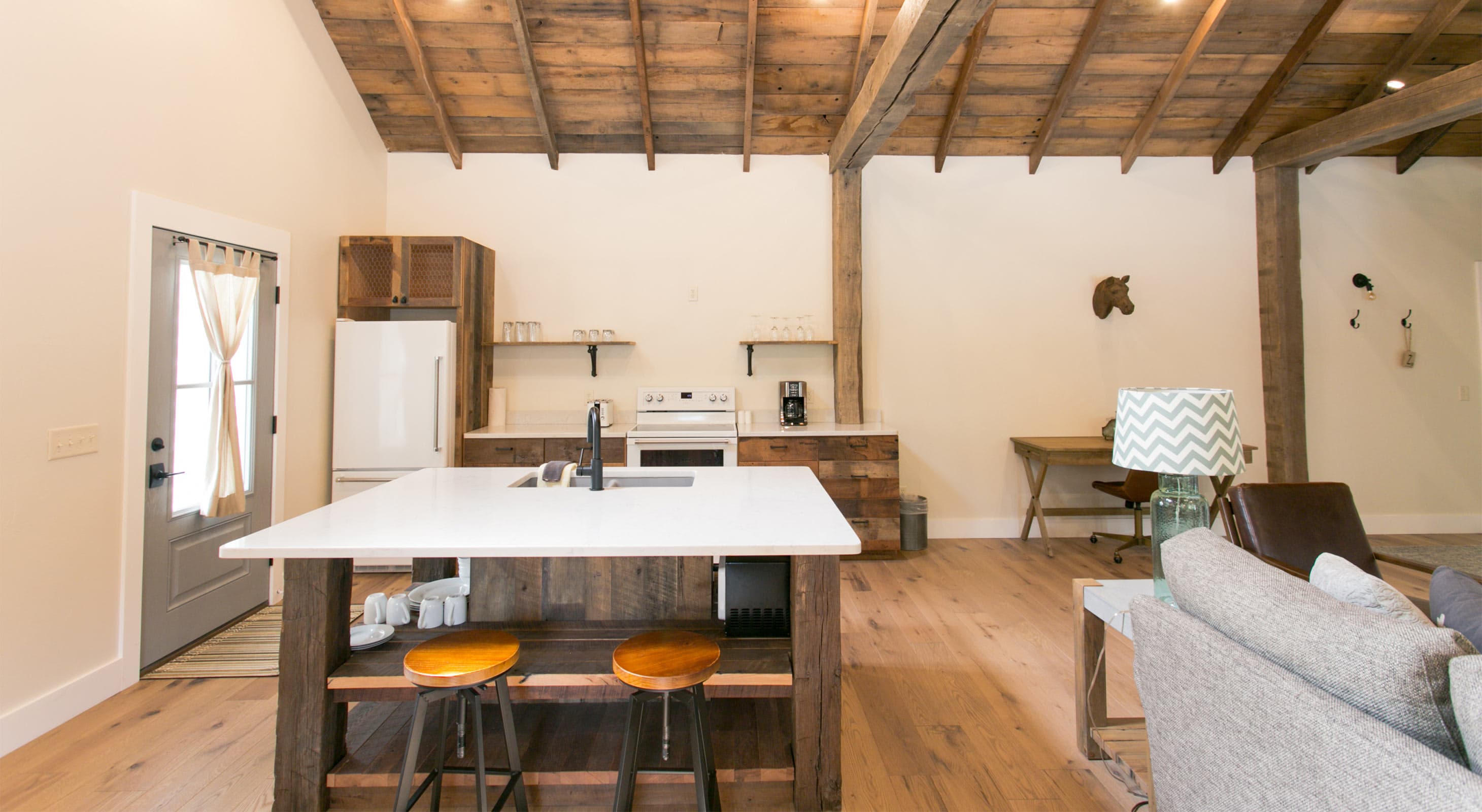 Kitchen island in Barn Suite