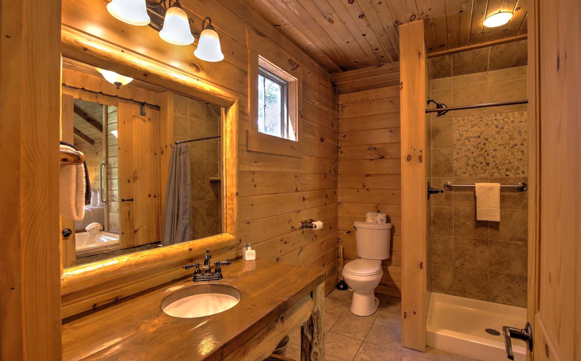 Treehouse bathroom with walk in shower