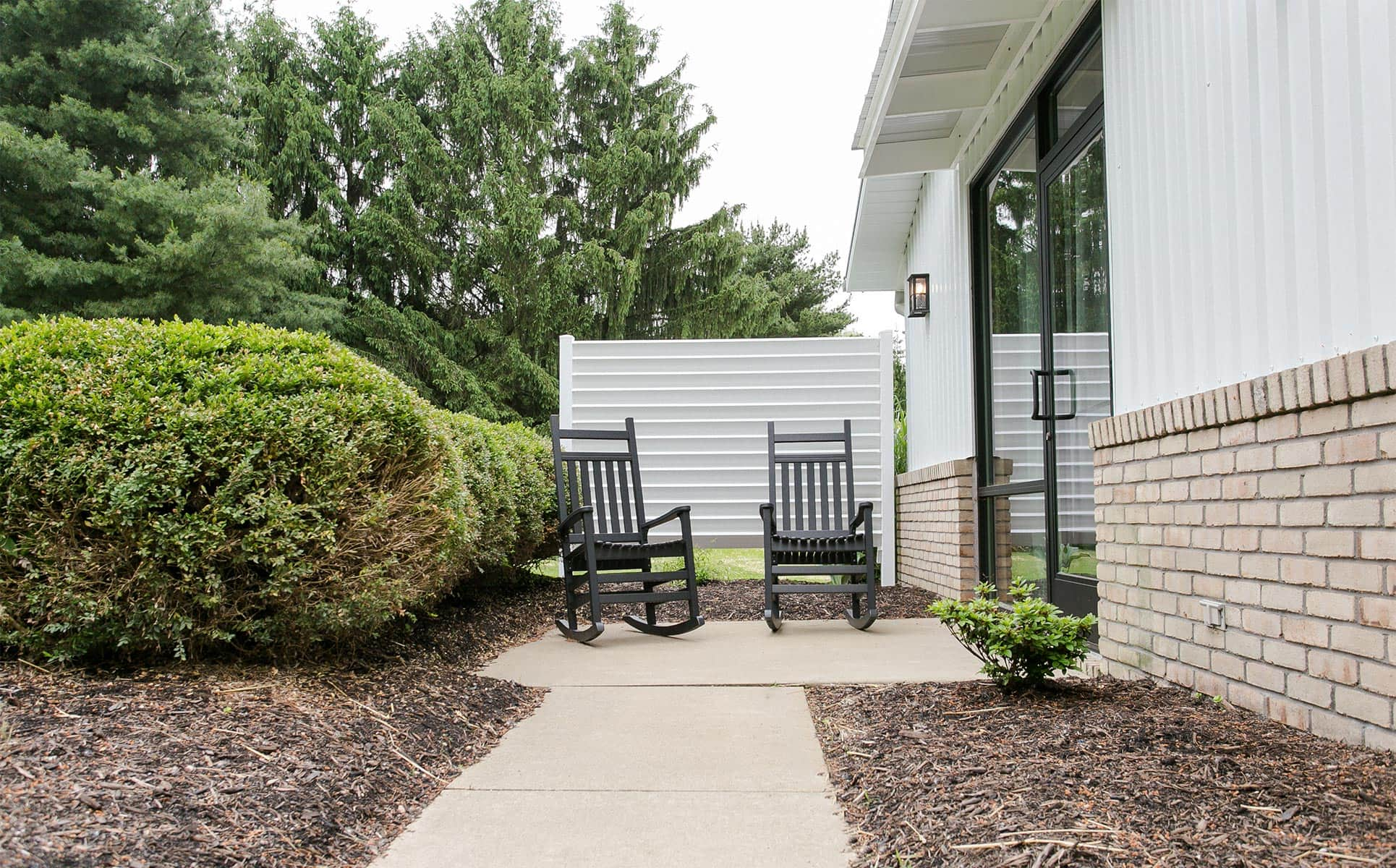 Private Patio with rocking chairs