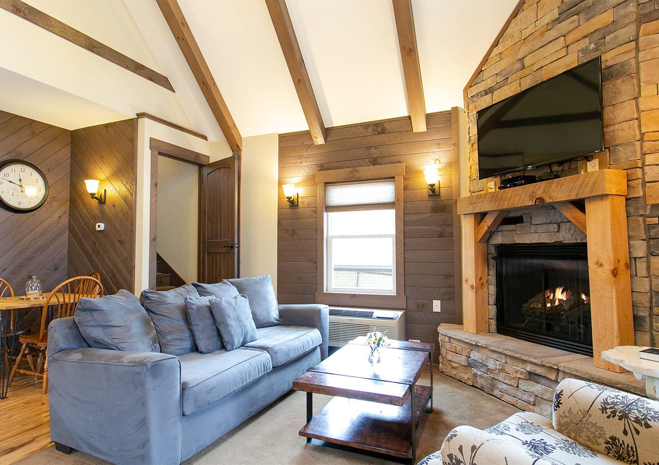 Dining Room and Living Room with Gas Fireplace