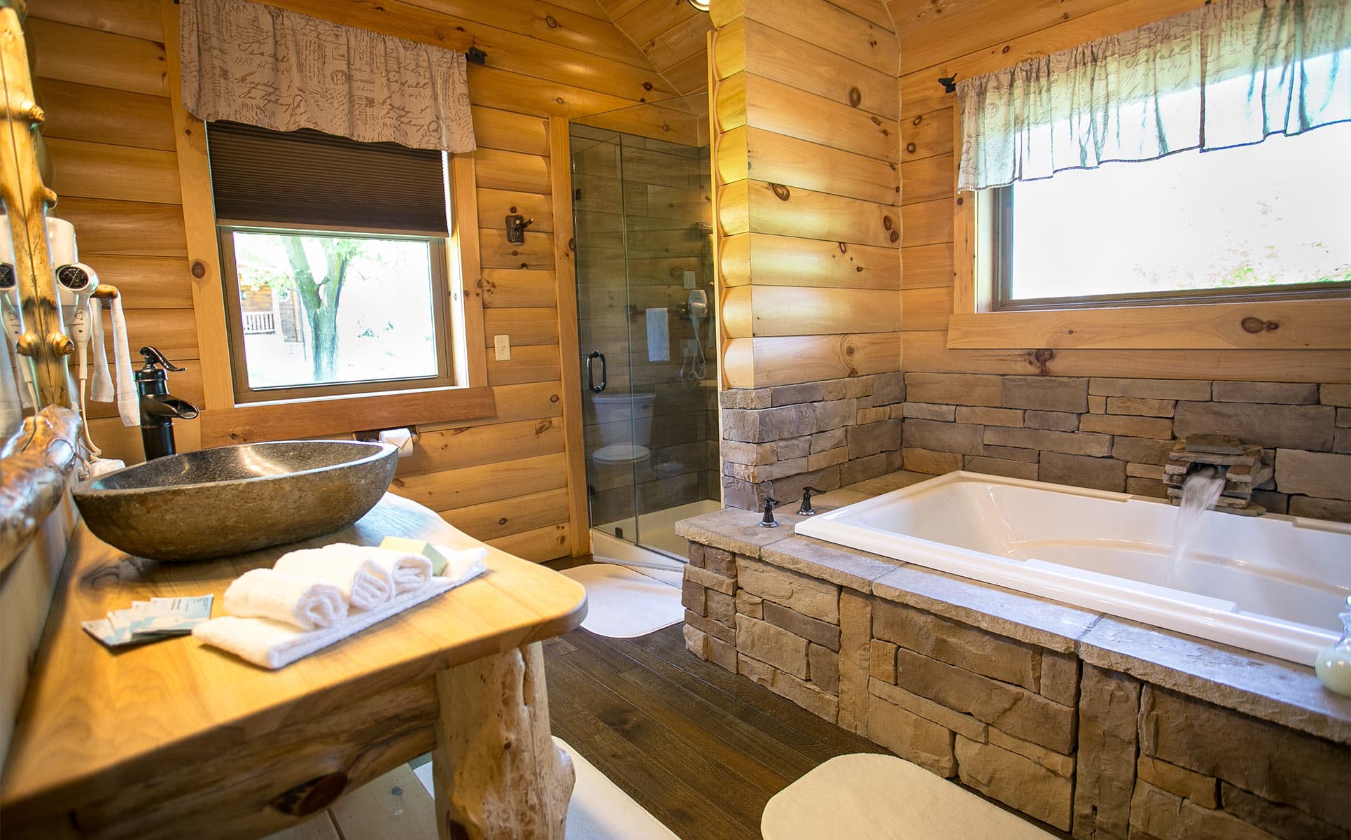 Bathroom with 2-person stone jetted tub