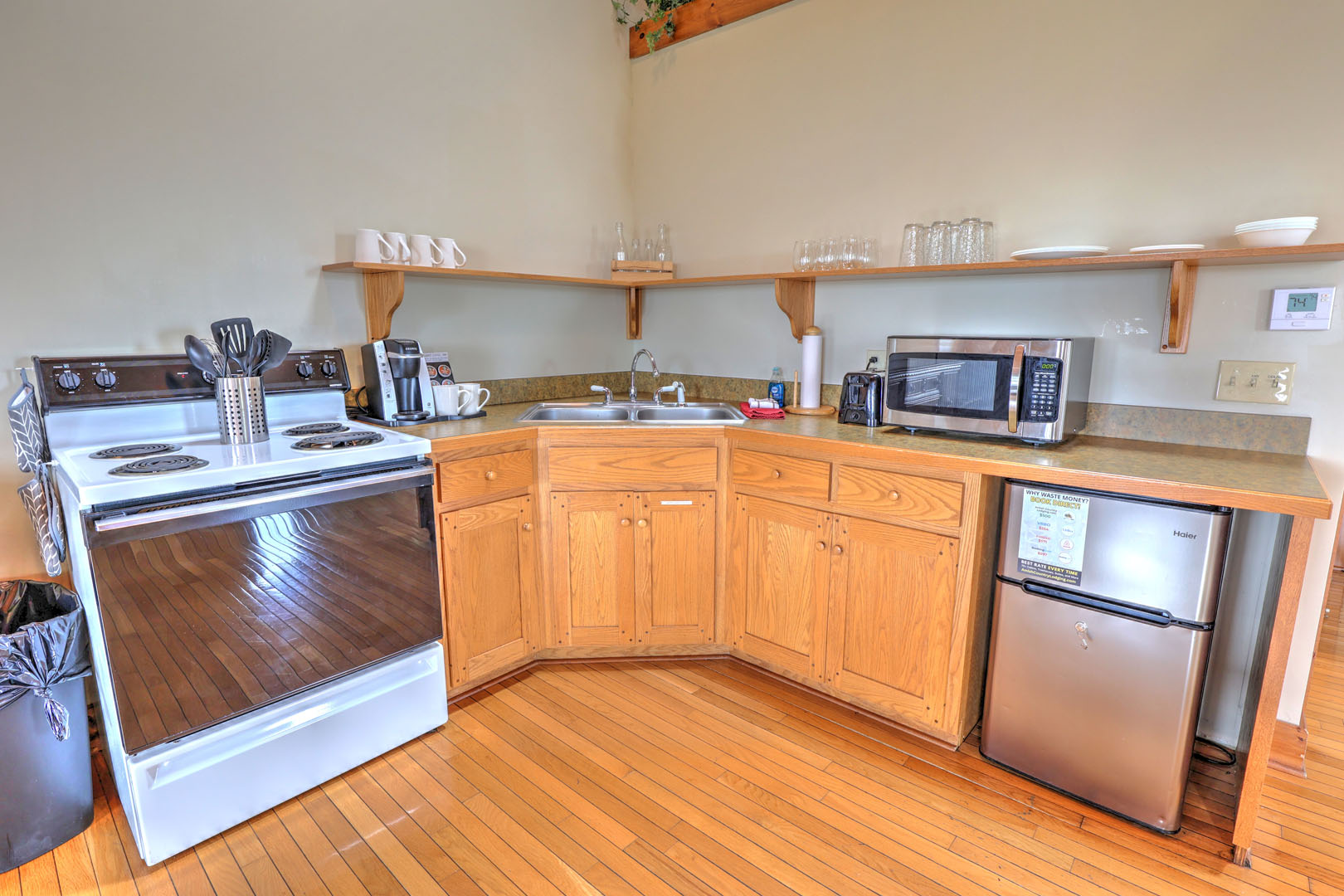 Full kitchen with dining area