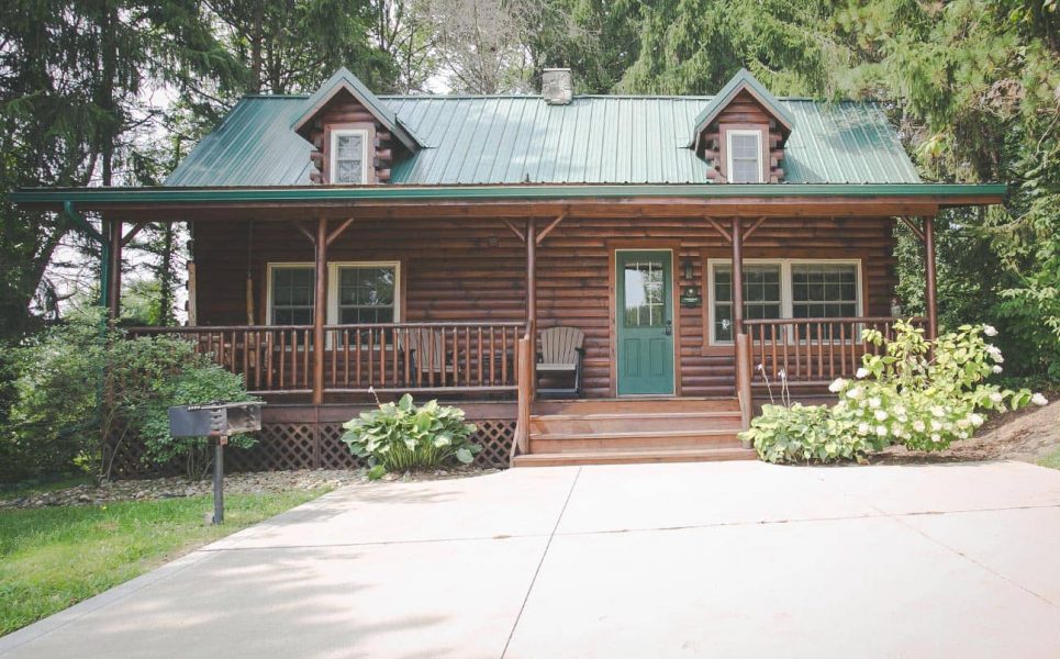 Exterior of The Evergreen Log Cabin