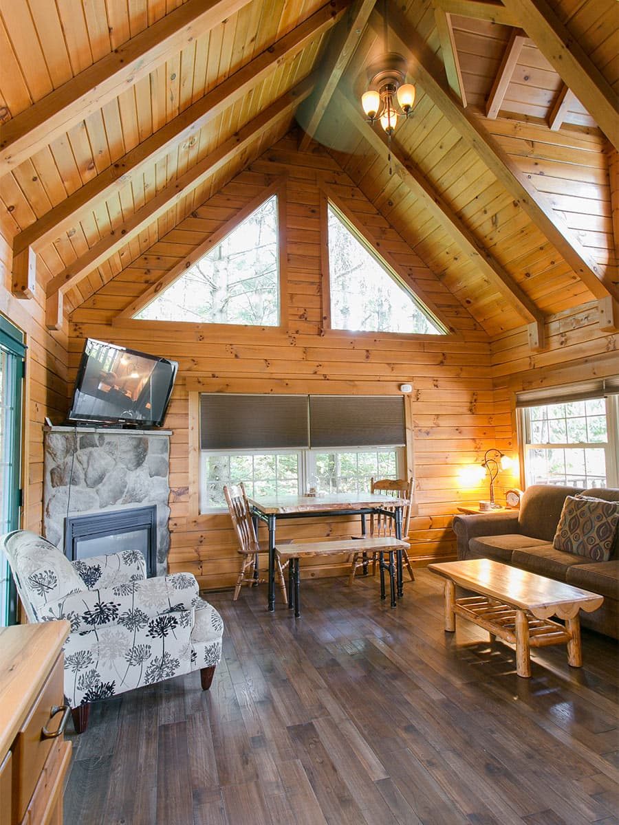 Living Room with vaulted ceilings