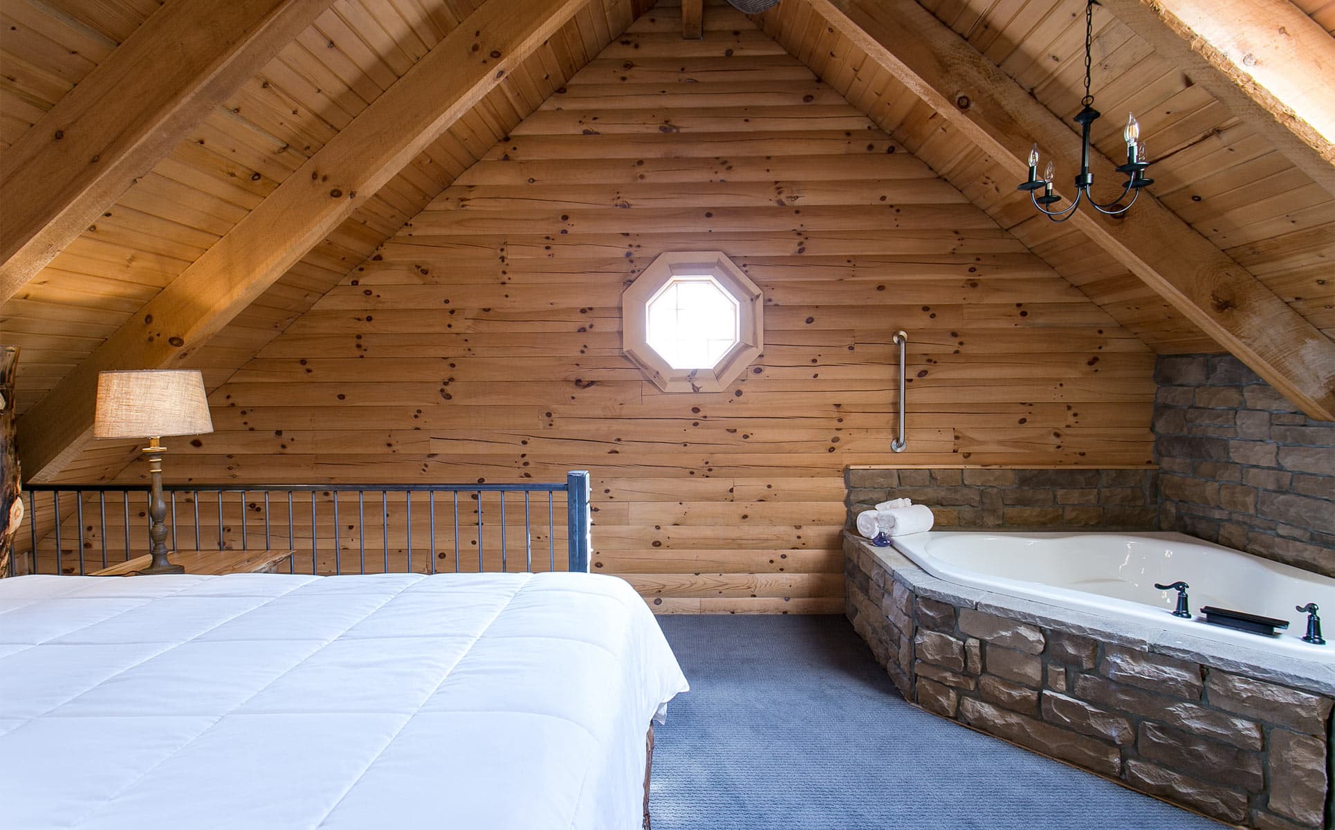 Bed and Jetted Tub in Loft