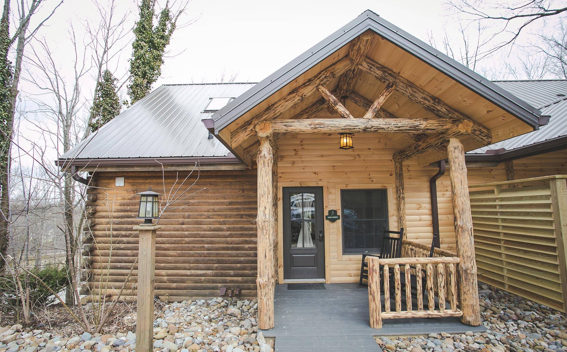 Exterior of Owl's Perch Log Cabin