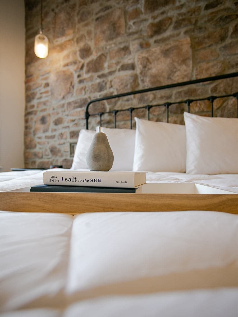 Closeup of books on bed