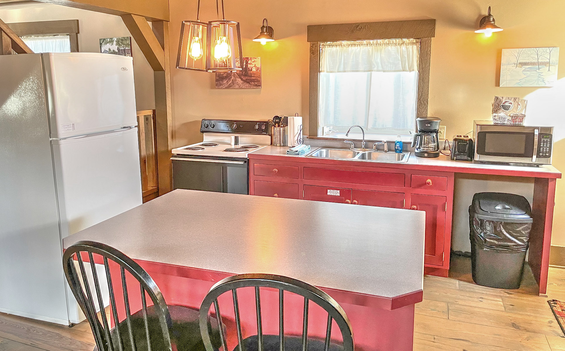 Full kitchen with dining area