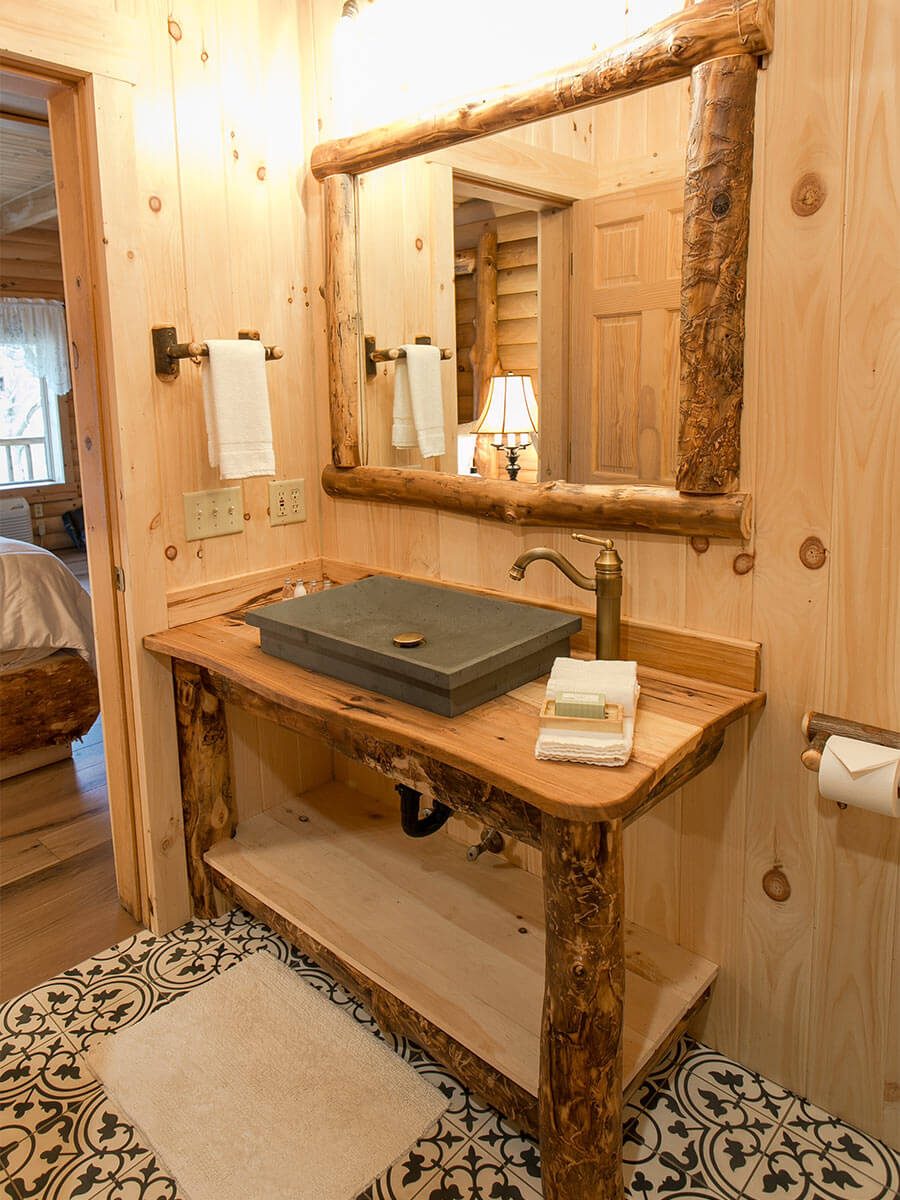 Bathroom vanity with stone sink