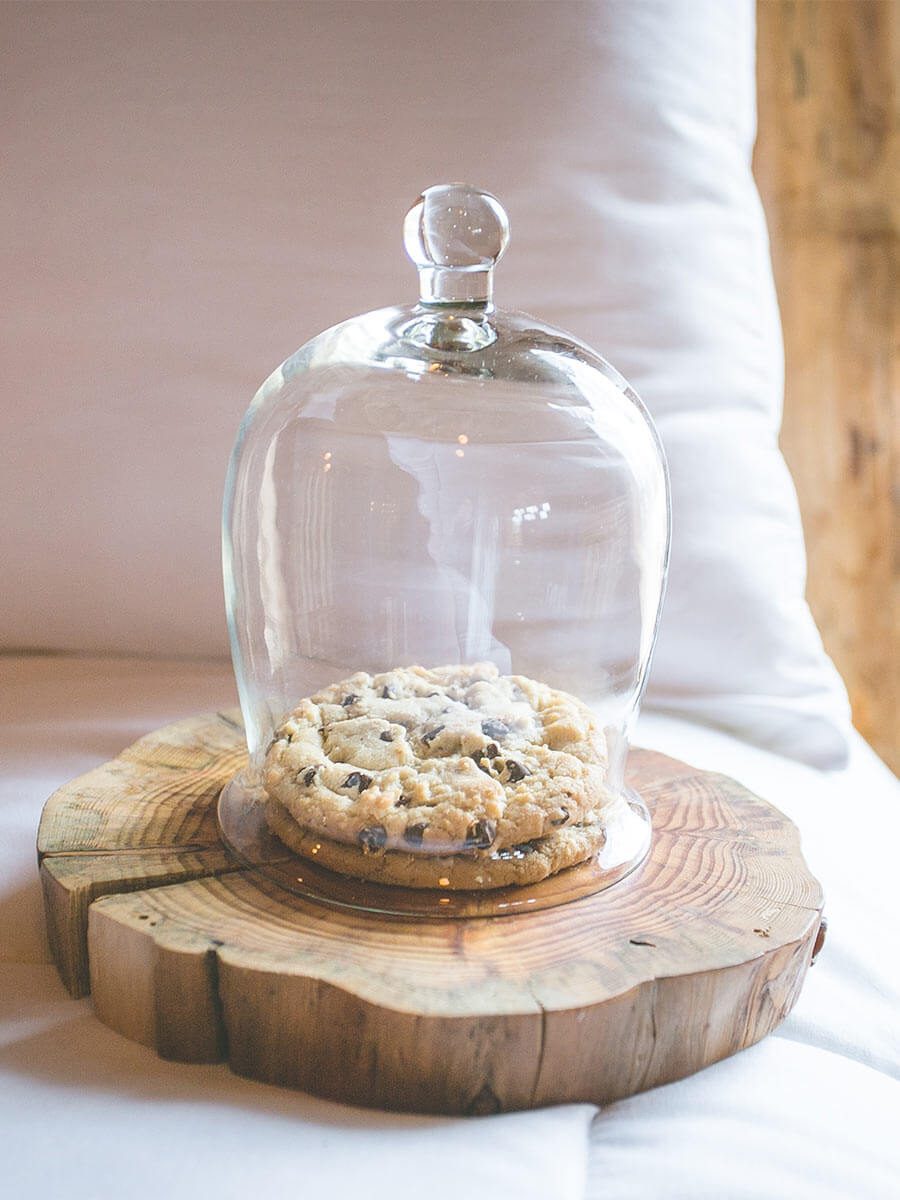 Chocolate Chip Cookies in a glass dome