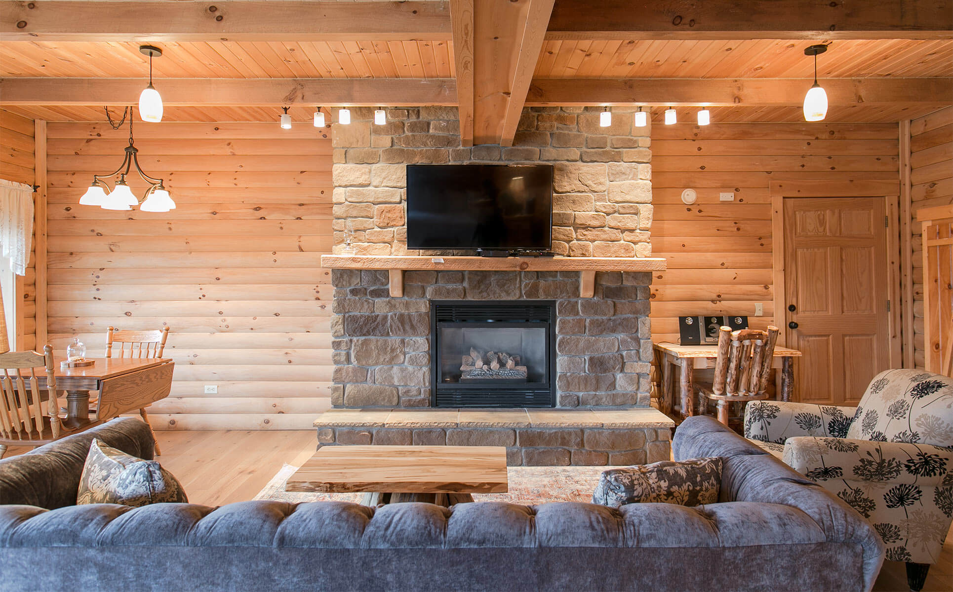 Gas Fireplace and TV in Living Room