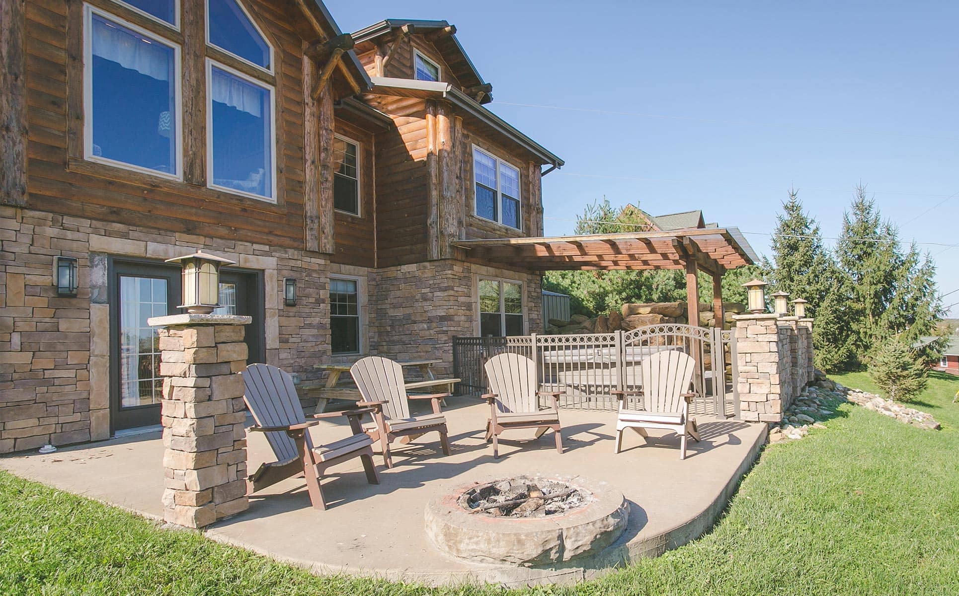 Fire pit and chairs on outdoor patio