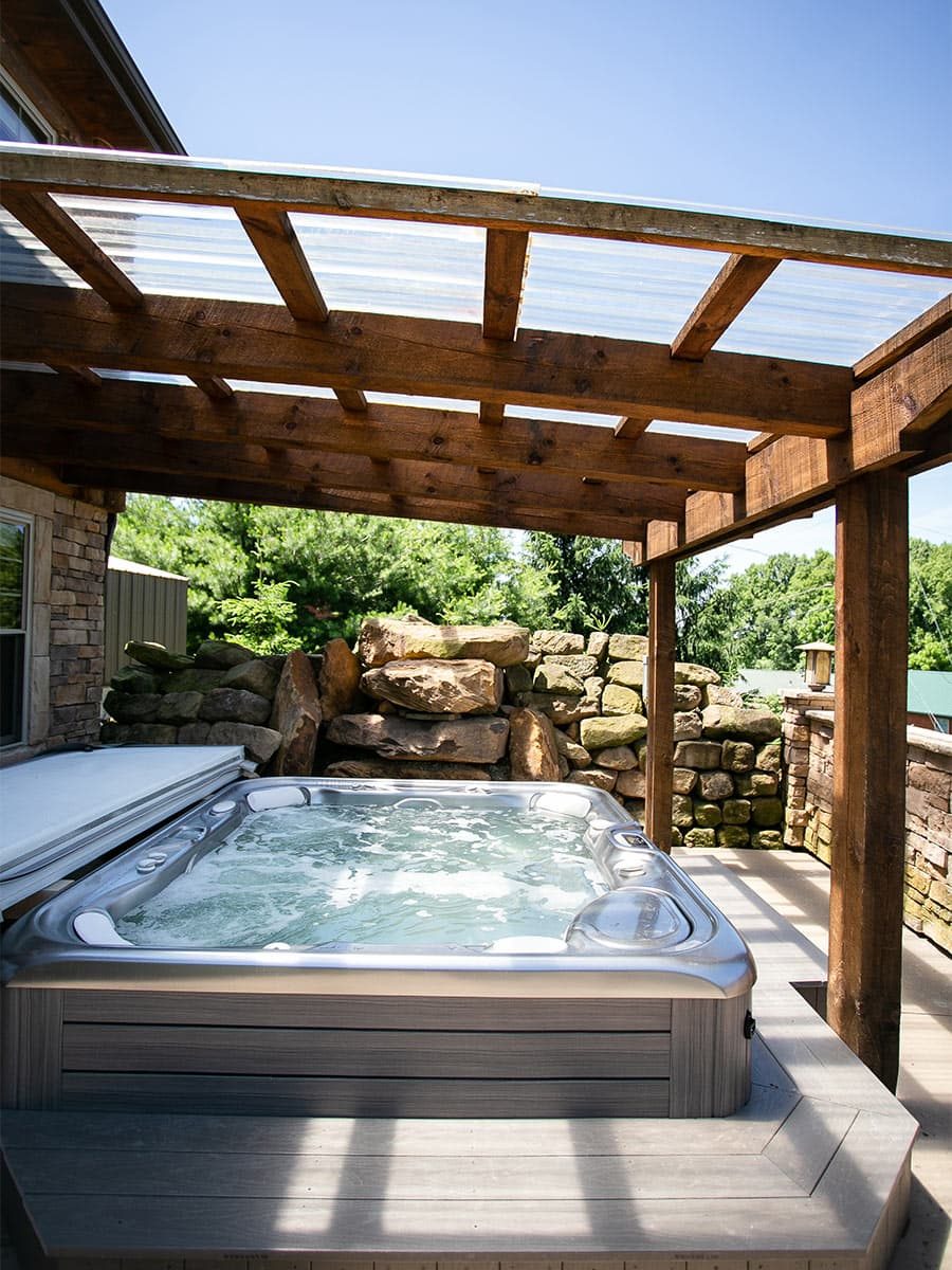 Large exterior hot tub