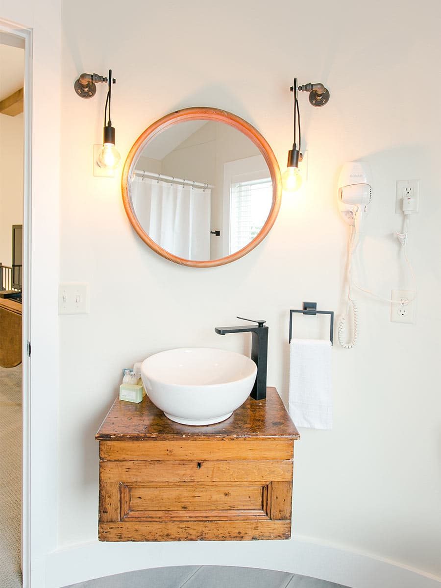 Vanity with vessel sink in Silo Bathroom