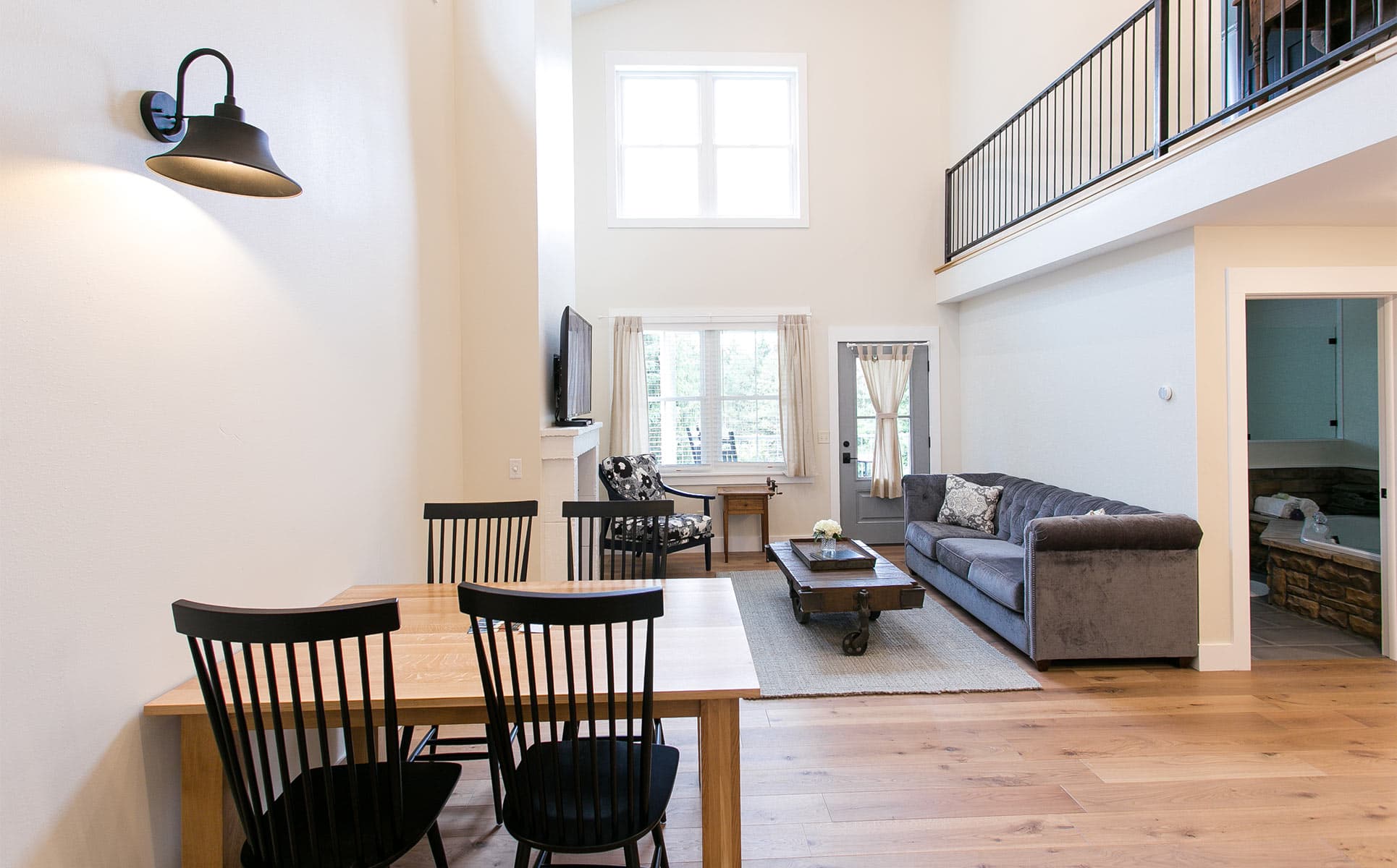 Dining Room Table and living room in background