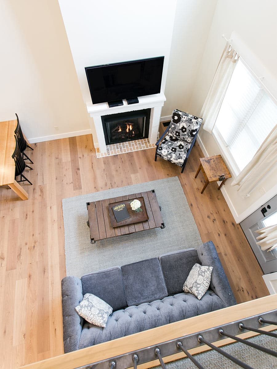 View of living room from the loft