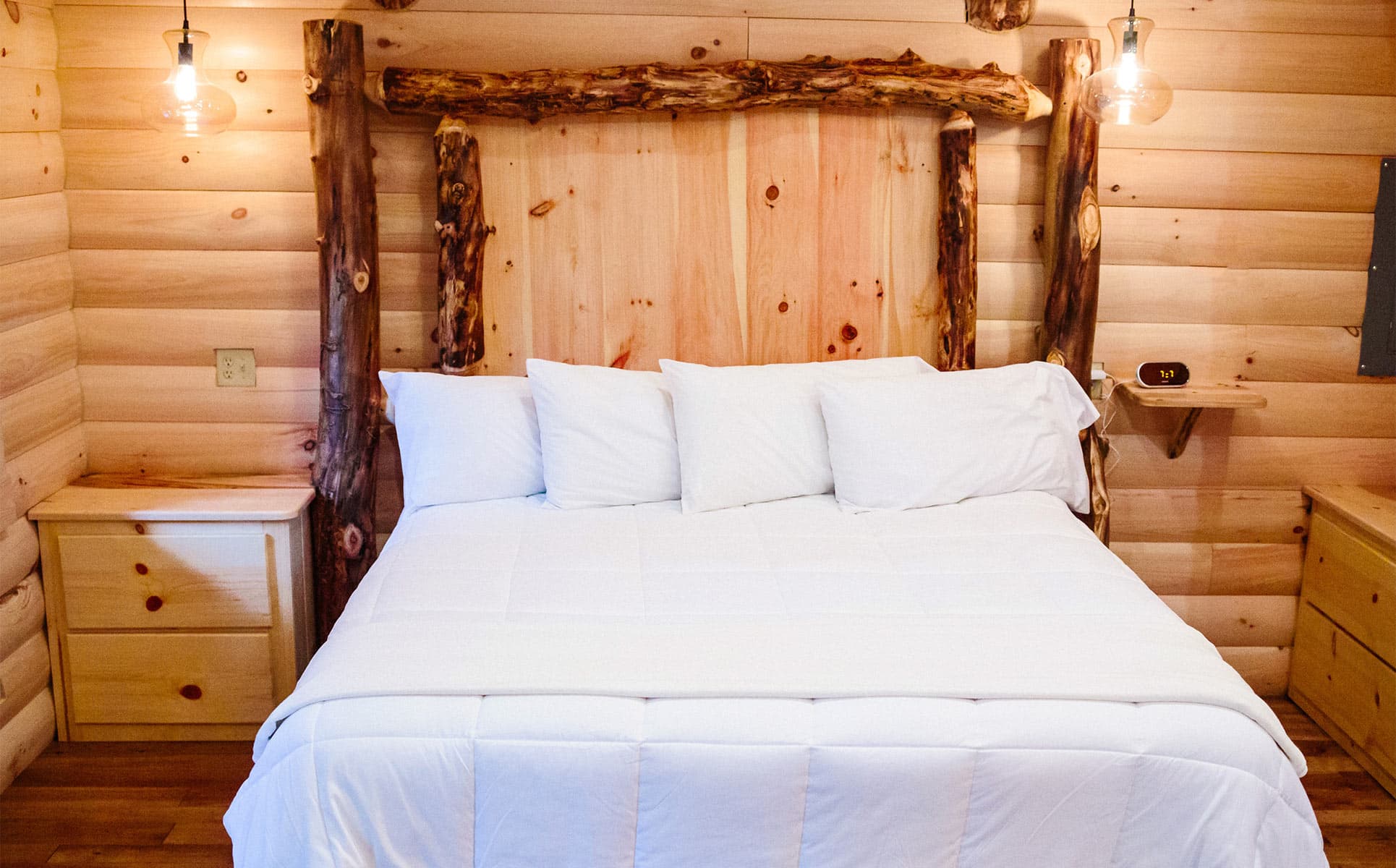 King Bed with wooden headboard