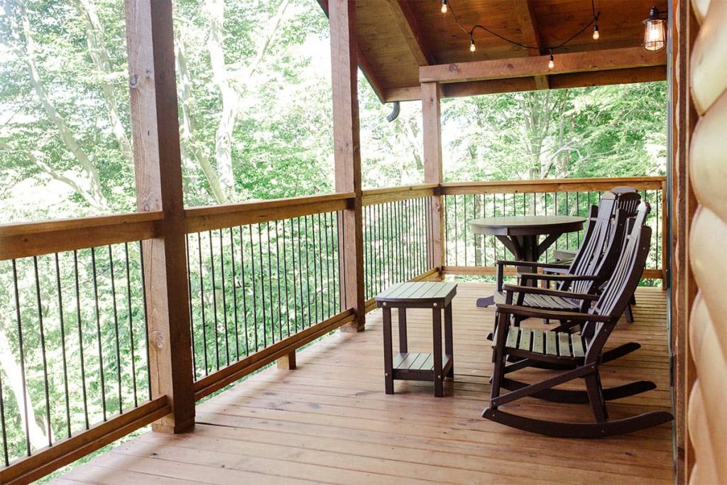 Deck with rocking chairs and table