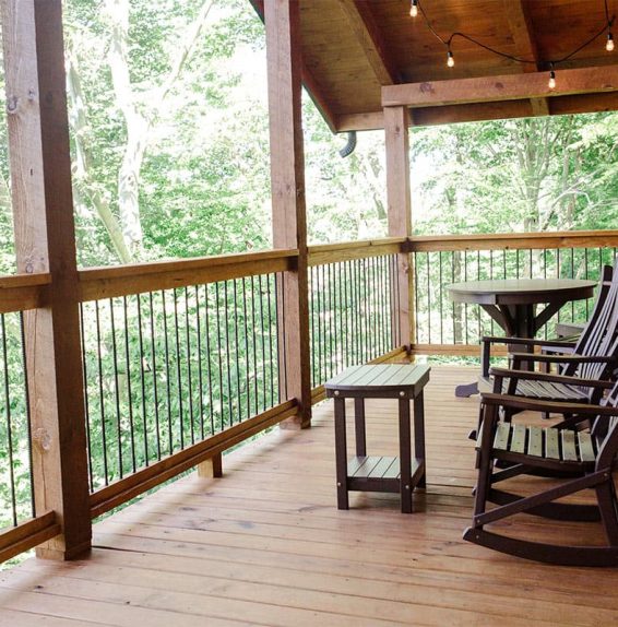 Deck with rocking chairs and table