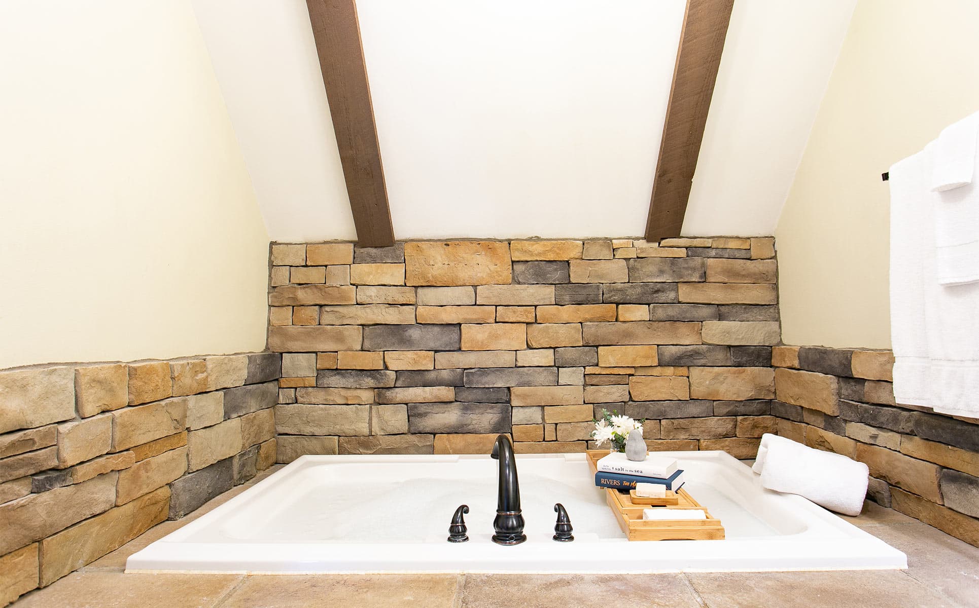 Two-Person Jetted Tub with Stone Surround